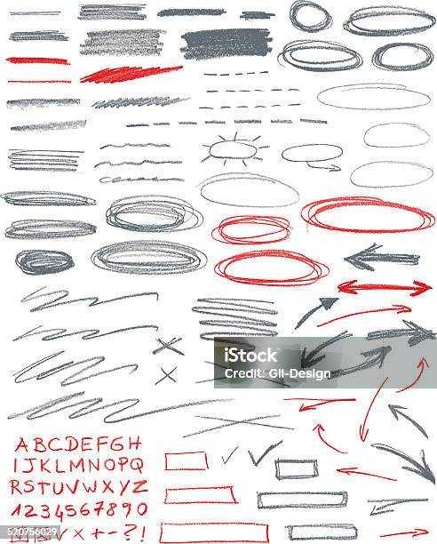Set Of Hand Drawn Correction Elements Pencil Technique Stock Illustration - Download Image Now