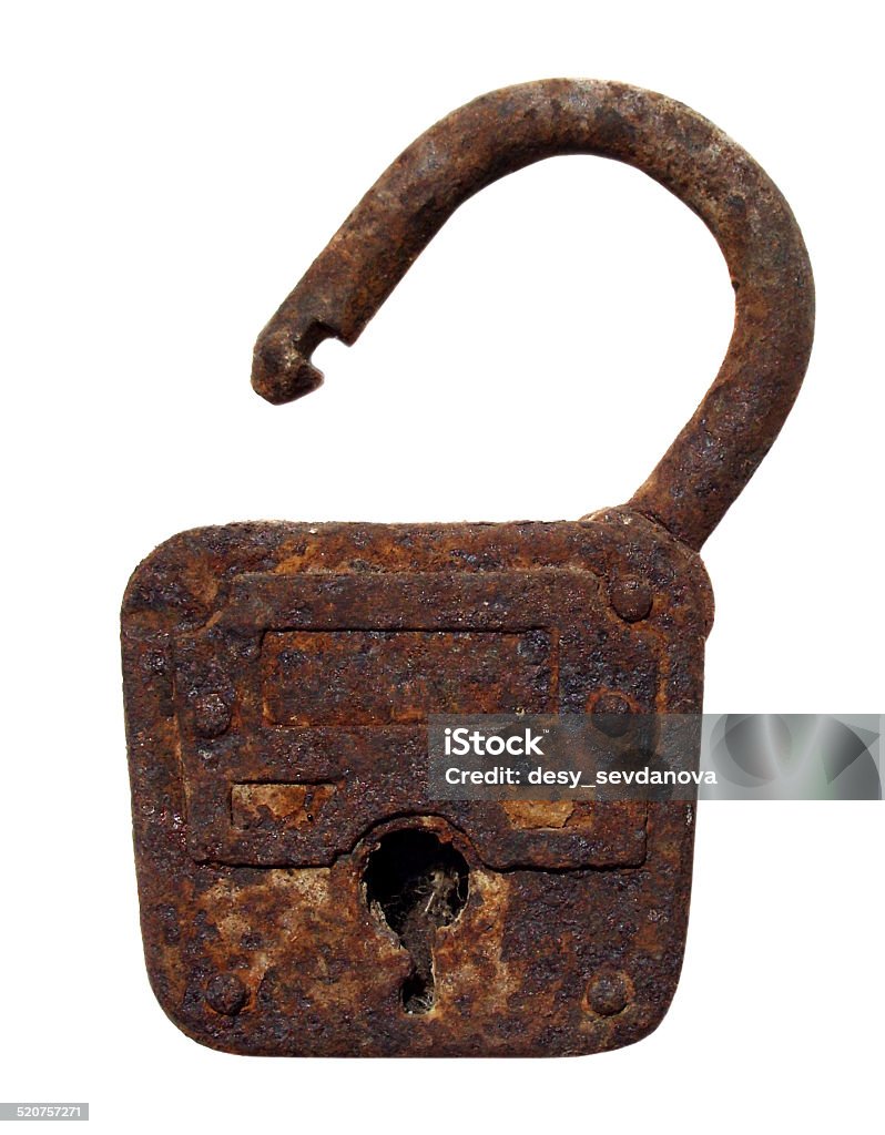 Old rusty padlock Old rusty padlock on white background Iron - Metal Stock Photo