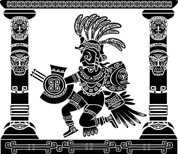 Aztec god Quetzalcoatl vector art illustration