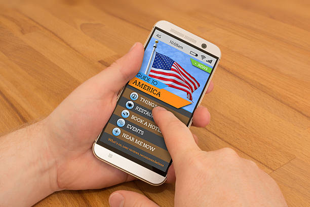 istock Smartphone swiping / gesture control America Travel Guide 520766440