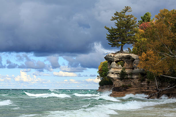 Chapel Rock and Lake Superior - Upper Peninsula of Michigan stock photo