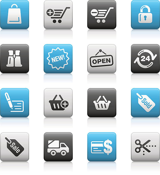 e-шоппинг иконки-матовой серии - information sign shopping cart web address sign stock illustrations