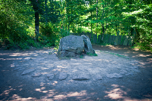 The supposed Merlino's grave in Paimpont forest, Normandy, France