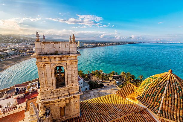 view on peniscola  from the top of pope luna's  castle - spain 個照片及圖片檔