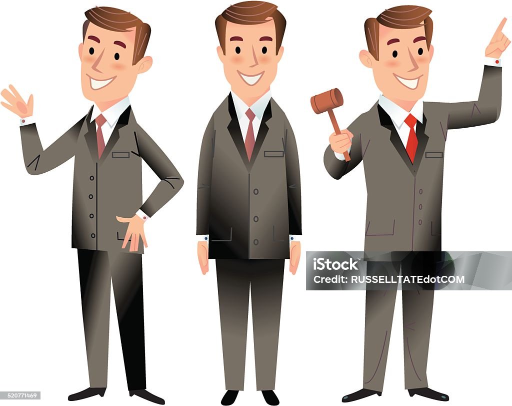 Business Men 3 men in suits, greeting, standing to attention and conducting an auction Men stock vector