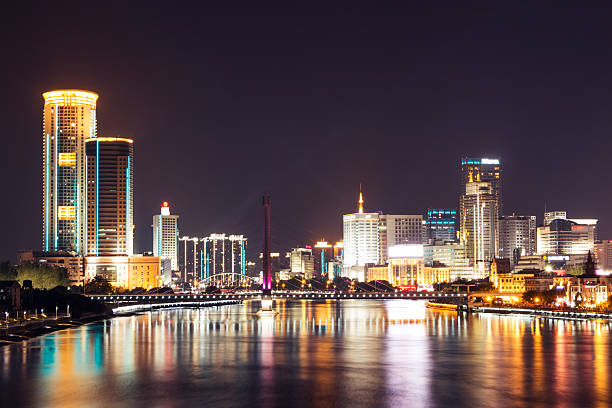 modern city urban cityscape at night