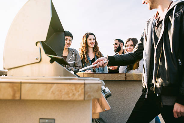 Group of Friends BBQ on Rooftop