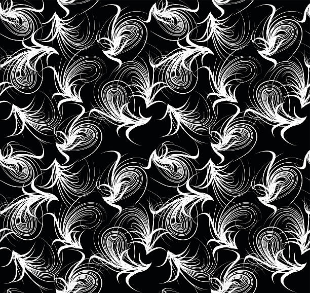 bezszwowe kwiatowy wzór.  wektor czarny i biały kolory - tree decoration flower carpet stock illustrations