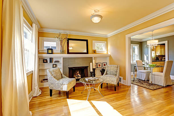 istock Cozy sitting area by the fireplace 520773787