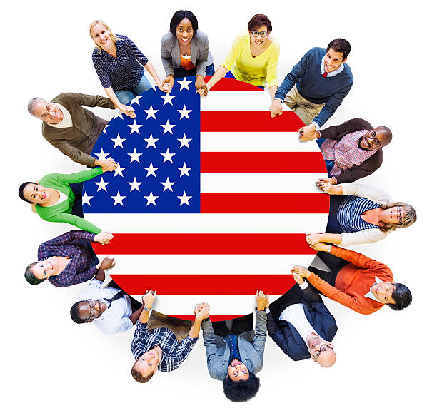 People Holding Hands and USA Flag Conference Table