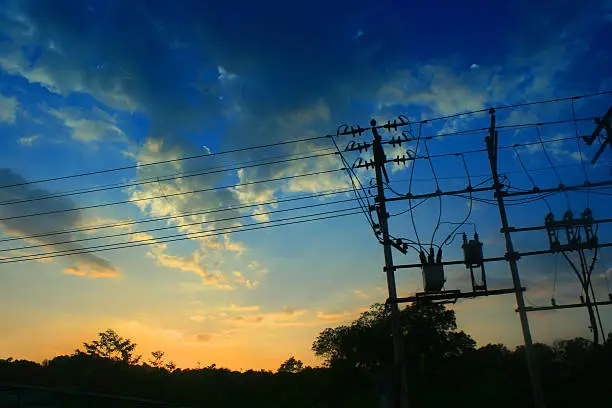 Photo of electric pole silloutte