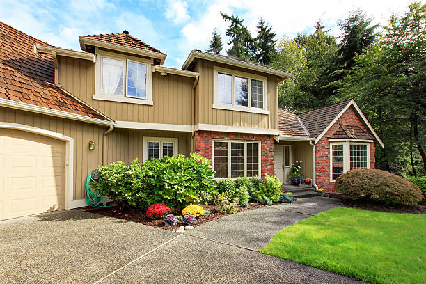 istock Luxury house exterior with brick trim 520776137