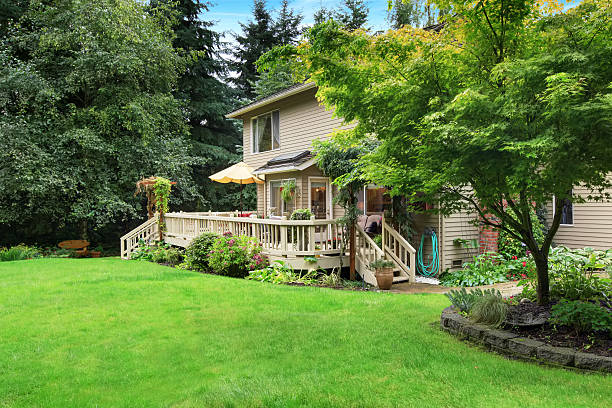istock House with walkout deck and patio area on it 520776161