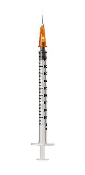 Photo of Syringe isolated with clipping path