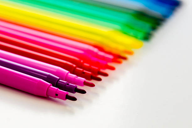 istock back to school supplies, bright colored markers 520786155