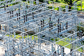 istock electrical power substation, transformers, insulators 520786701