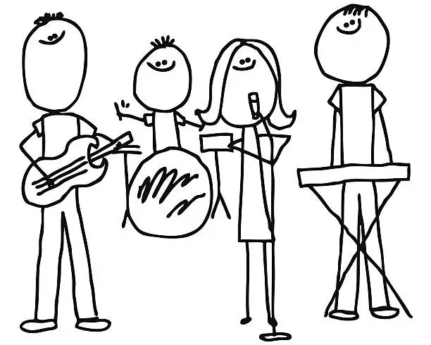 Vector illustration of Stick Figure Rock Band