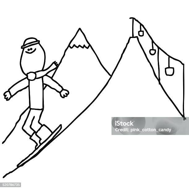 Ilustración de Stick Figura De Snowboard y más Vectores Libres de Derechos de Alegre - Alegre, Bufanda, Dibujo