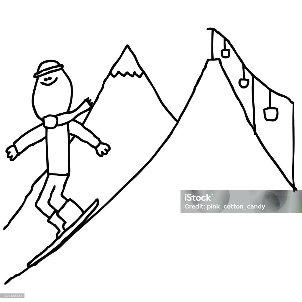 Stick Figure Snowboarding Stick man snowboarding. Cheerful stock vector