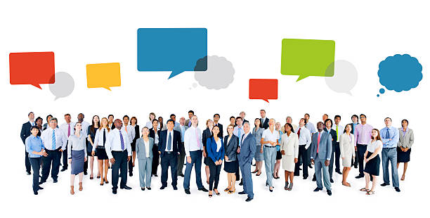 istock Multiethnic Group of Business People with Speech Bubbles 520787727