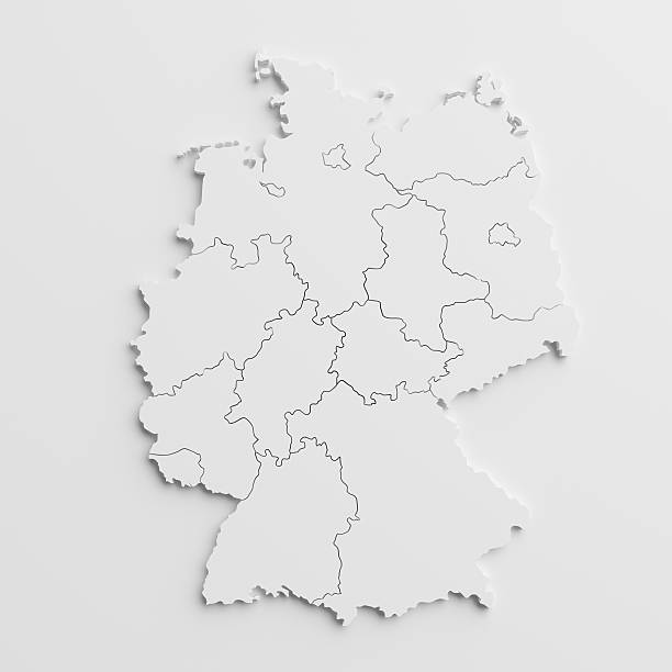 papier ausschnitt-karte von deutschland mit isolierten hintergrund - deutschlandkarte stock-fotos und bilder