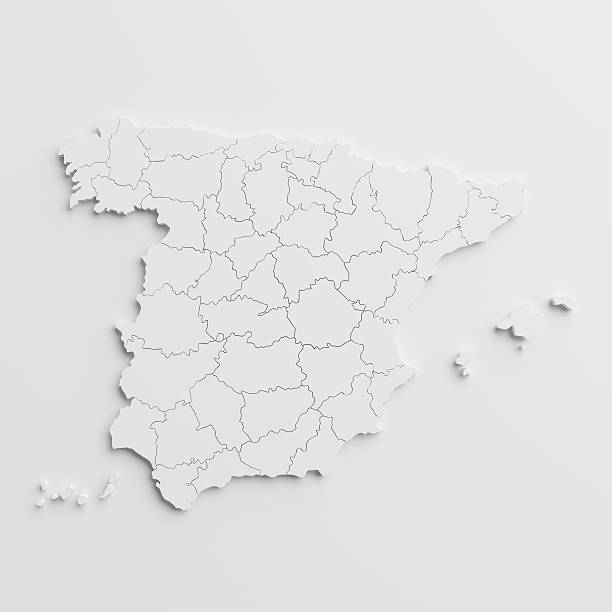 sagoma di carta di mappa della spagna con sfondo isolato - spain map three dimensional shape cartography foto e immagini stock