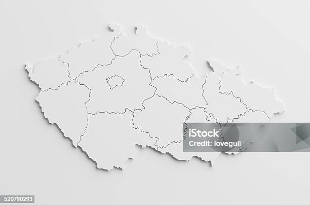 Paper Cutout National Map Of Czech Republic With Isolated Backg Stock Photo - Download Image Now