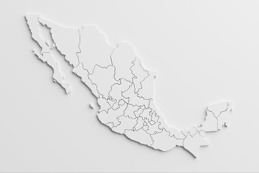 Papel recortado national Mapa de México con fondo aislado photo