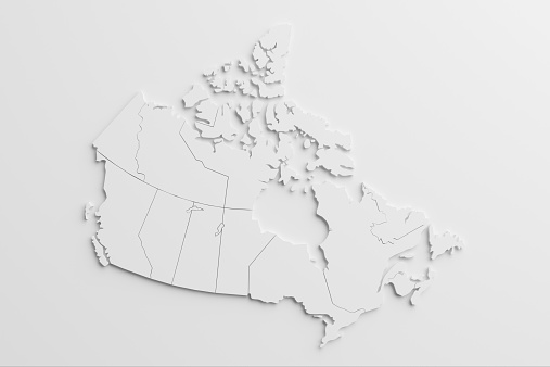 Mapa de papel recortado Nacional de Canadá con fondo aislado photo