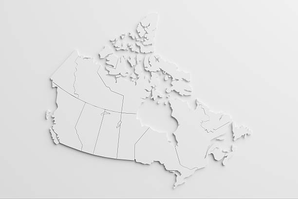 mapa de papel recortado nacional de canadá con fondo aislado - map of canada fotografías e imágenes de stock