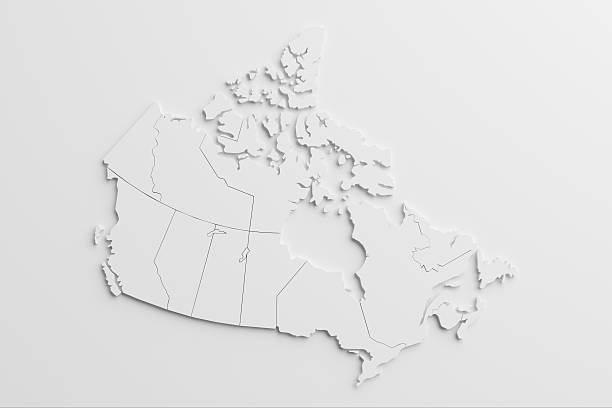 paper cutout national map of Canada with isolated background.The map source:https://www.cia.gov/library/publications/the-world-factbook/docs/refmaps.html, reedit with AI, and created the image with C4D.