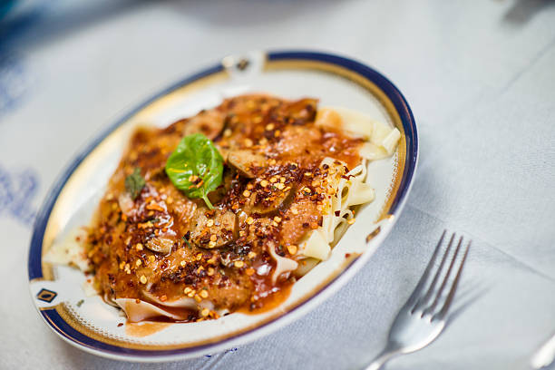 Chinese yellow noodle with boiled pork bone, food