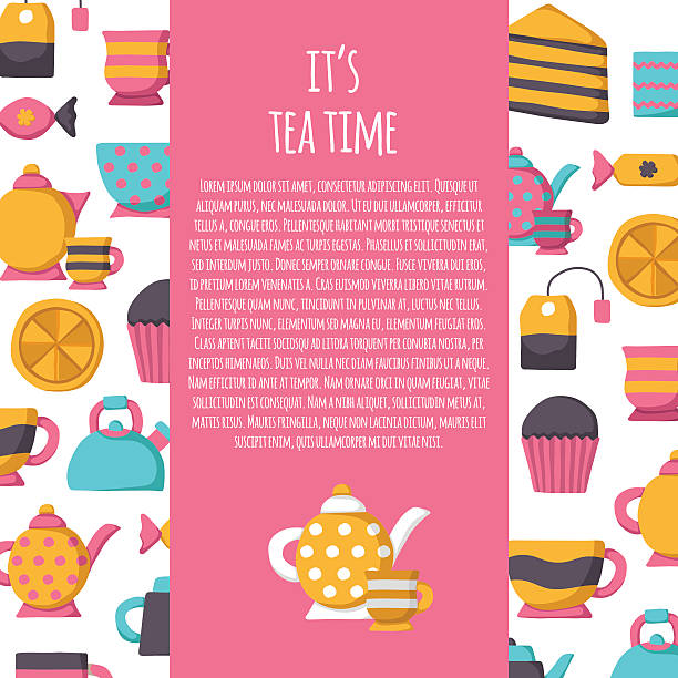illustrations, cliparts, dessins animés et icônes de vecteur fond l'heure du thé - five oclock tea