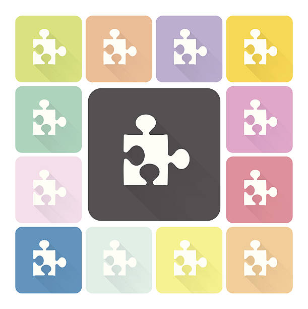 ilustrações, clipart, desenhos animados e ícones de ícone de quebra-cabeça colorido conjunto de ilustração vetorial - portion blue jigsaw puzzle puzzle