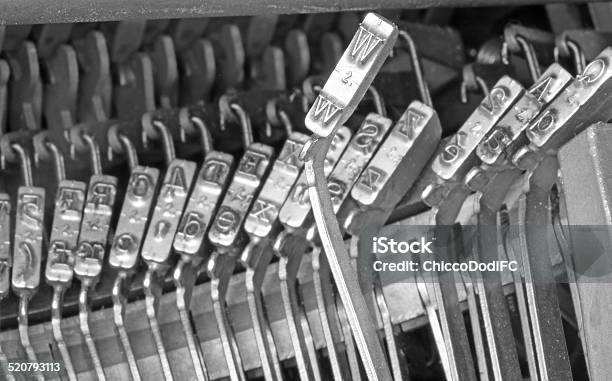 W Hammers For Writing With An Ancient Manual Typewriter Stock Photo - Download Image Now