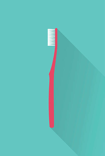 레드 칫솔 평편 디자인식 - toothbrush stock illustrations