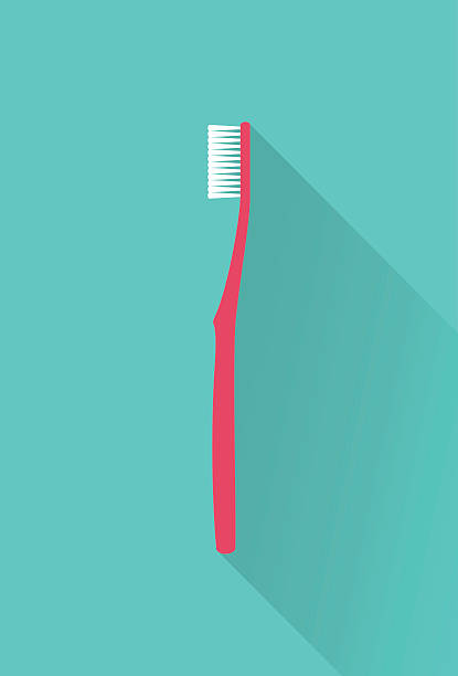 ilustrações de stock, clip art, desenhos animados e ícones de vermelho escova de dentes apartamento projeto - toothbrush