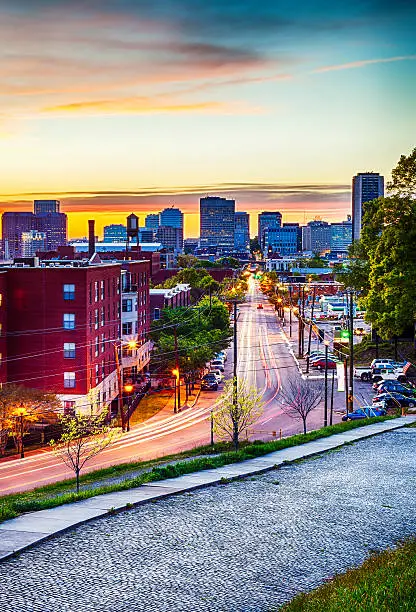 Downtown Richmond, Virginia at sunset.