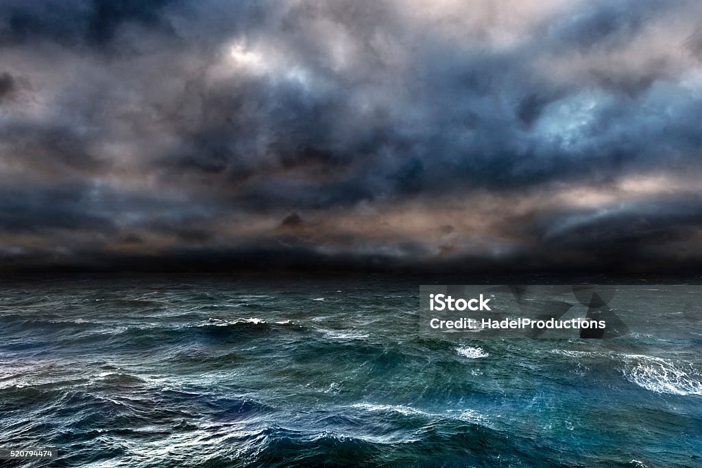 Dangerous storm over ocean Approaching storm over the ocean. Sea Stock Photo