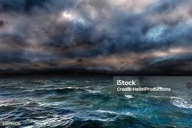 Dangerous Storm Over Ocean Stock Photo - Download Image Now - Sea, Storm, Rough