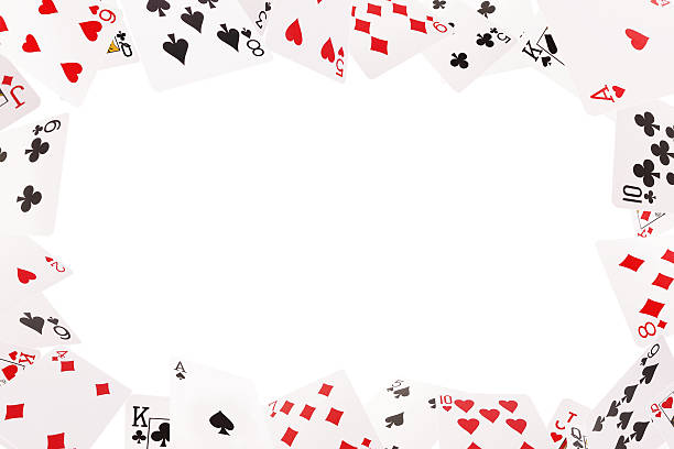 Frame of playing cards on a white background