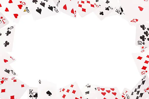 Photo of Frame of playing cards on a white background