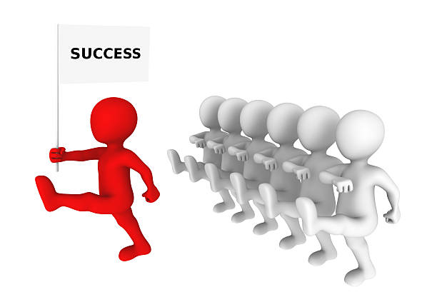 istock Leadership concept. Red leader marches to success. 520796078