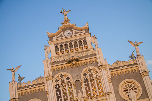 Exterior view of the famous Roman Catholic basilica, located in the city of Cartago. It is a national sanctuary where hundreds of thousands of Costa Ricans make the pilgrimage to demonstrate their faith.  Named for the Patron Saint of Costa Rica.