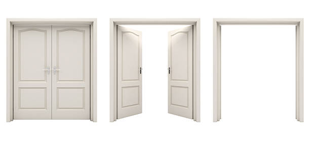istock Open white double door isolated on a white background. 520797956
