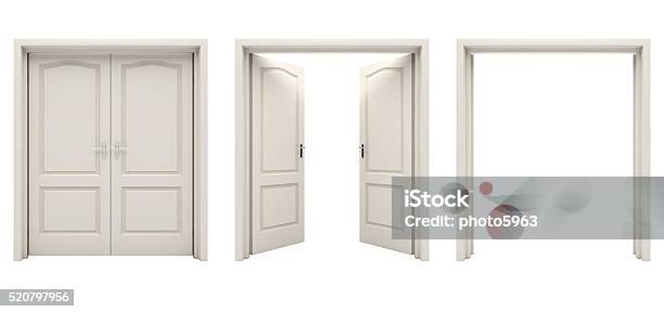 Open White Double Door Isolated On A White Background Stock Photo - Download Image Now