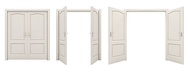 istock Open white double door isolated on a white background. 520797958