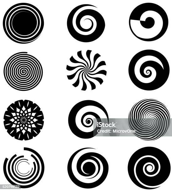 Vector Spiral Elements Stock Illustration - Download Image Now - Spiral, Swirl Pattern, Vector