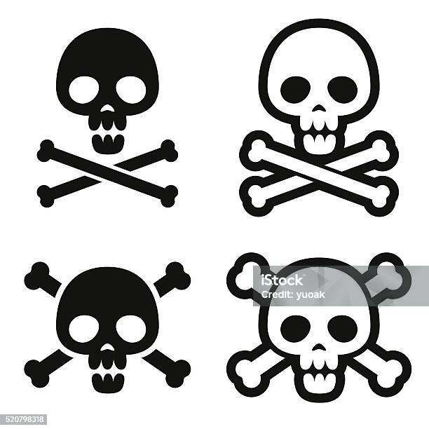 Skull And Crossbones Icons Stock Illustration - Download Image Now - Skull and Crossbones, Dead, Death