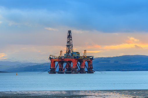 Semi Submersible Oil Rig at Cromarty Firth in Invergordon, Scotland